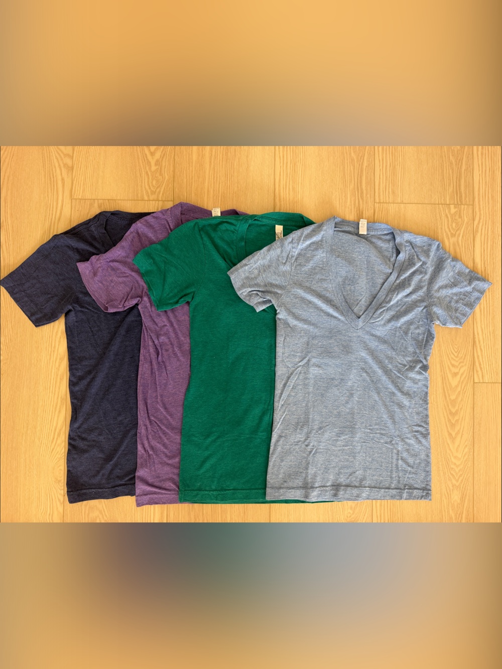 American Apparel V-Neck Tri-blend Tee Bundle in Navy, Purple, Green, Gray